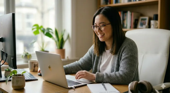 A Marlow executive assistant working from her home office